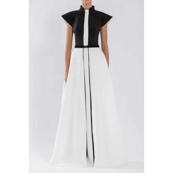 Saiid Kobeisy Neoprene Dress With Wide Shoulders, view 5