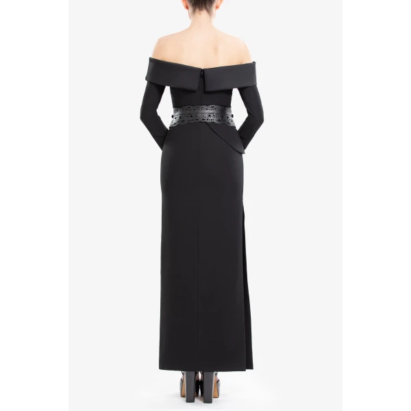 Saiid Kobeisy Off-Shoulder Crepe Midi Dress, view 6