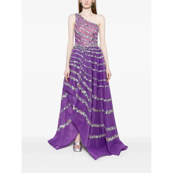 Saiid Kobeisy One Shoulder Asymmetric Beaded Dress, view 2