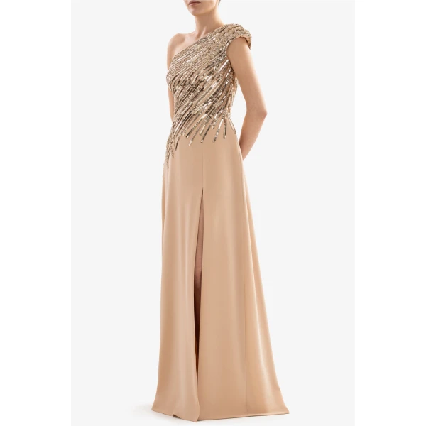 One Shoulder Sequin Long Dress - Image 6