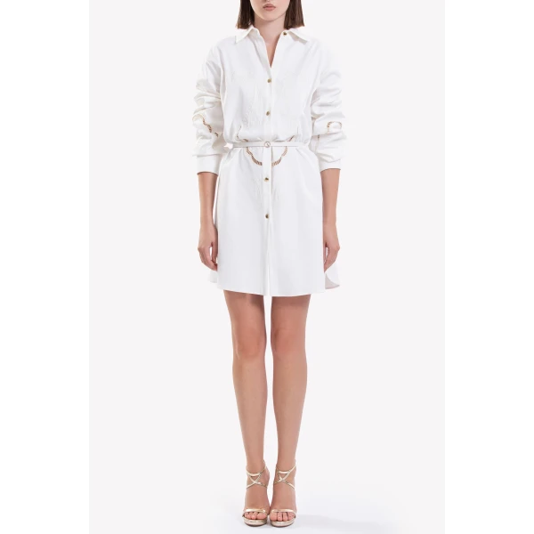 Saiid Kobeisy Perforated Denim Dress, view 3