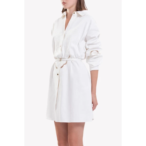 Saiid Kobeisy Perforated Denim Dress, view 4