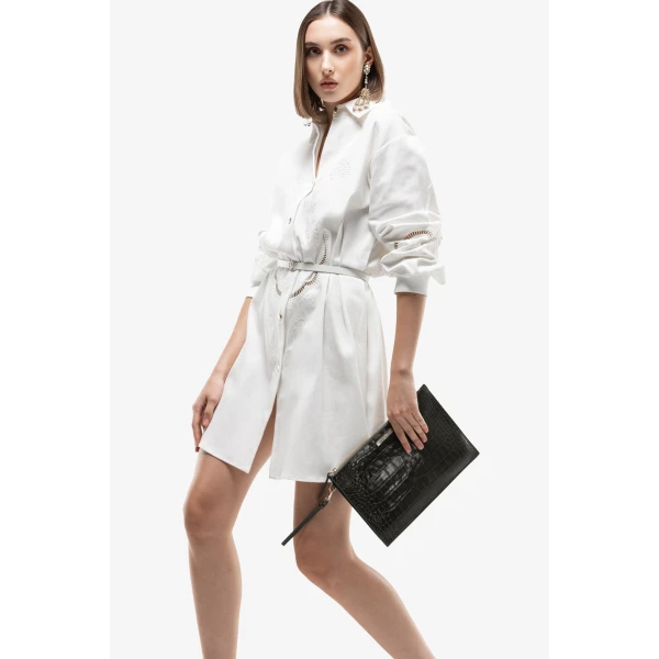 Saiid Kobeisy Perforated Denim Dress, view 5
