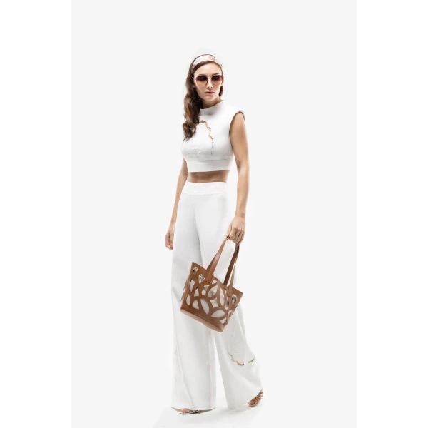 Saiid Kobeisy Perforated Denim Top, view 2