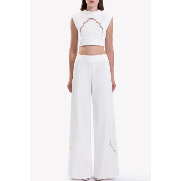 Saiid Kobeisy Perforated Denim Top, view 3