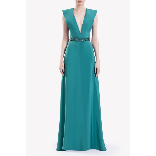 Saiid Kobeisy Plain Crepe Dress, view 2