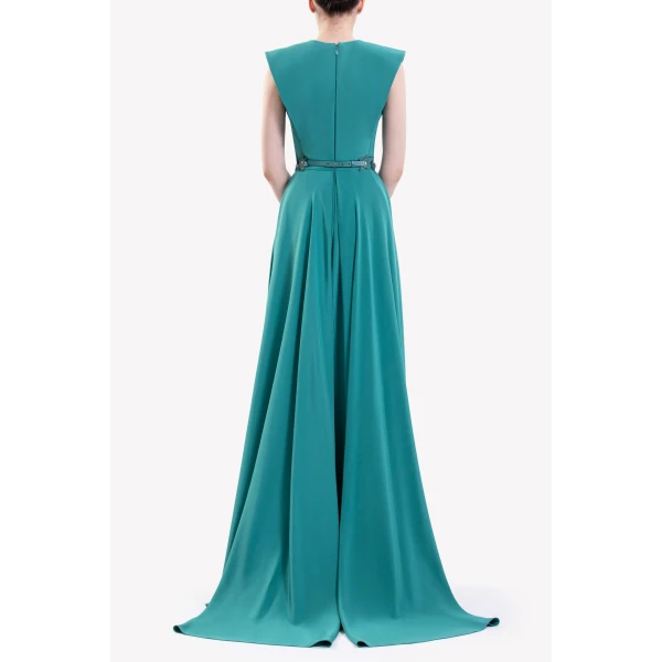 Saiid Kobeisy Plain Crepe Dress, view 3