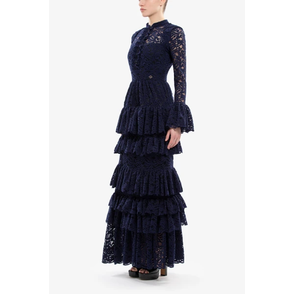 Saiid Kobeisy Ruffled Lace Long Dress, view 3