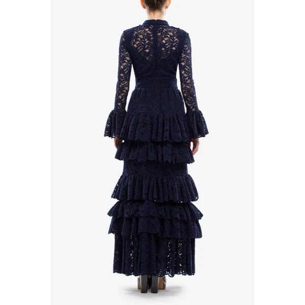 Saiid Kobeisy Ruffled Lace Long Dress, view 4