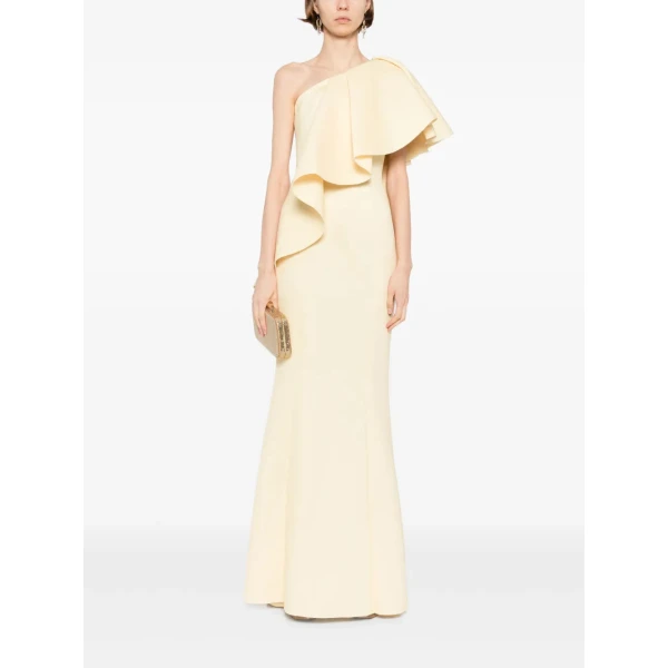 Saiid Kobeisy Ruffled Scuba Long Dress, view 5