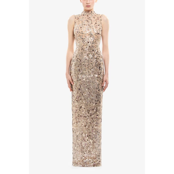 Saiid Kobeisy Sequin Embroidered Long Dress, view 5