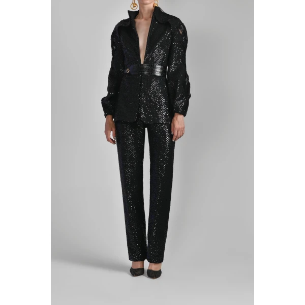 Saiid Kobeisy Sequin Straight Fit Pants, view 5
