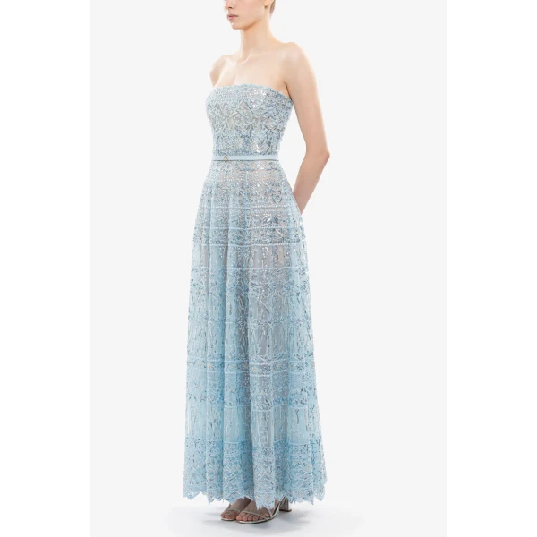 Saiid Kobeisy Strapless Beaded Tulle Dress, view 3
