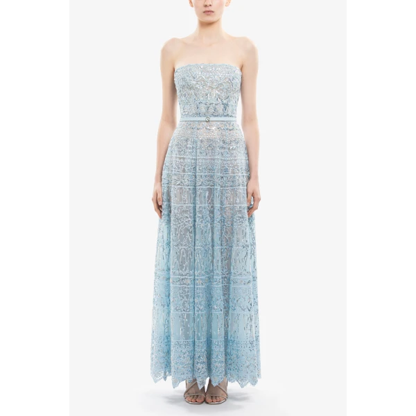 Saiid Kobeisy Strapless Beaded Tulle Dress, view 5