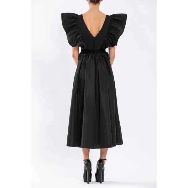 Saiid Kobeisy Taffeta Dress With Gathered Sleeves, view 3