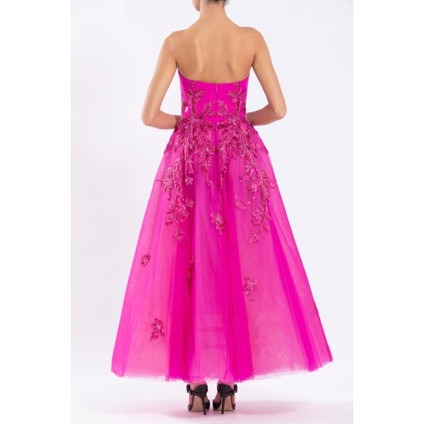 Saiid Kobeisy Tulle Beaded Dress With A Crepe Strapless Top, view 3