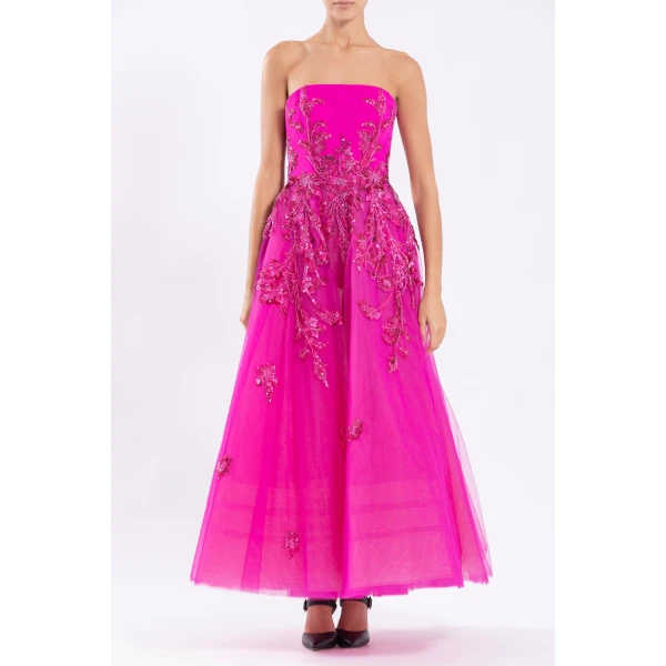 Saiid Kobeisy Tulle Beaded Dress With A Crepe Strapless Top, view 5