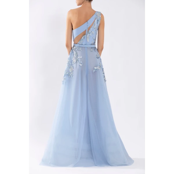 Saiid Kobeisy Tulle Beaded Dress With Floral Beading, view 3