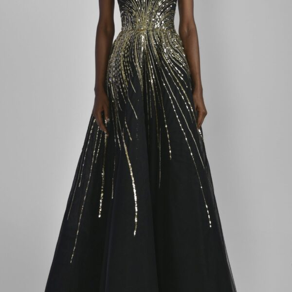 Tulle Beaded Dress With Halter Neckline - Image 5
