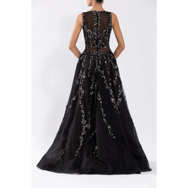 Saiid Kobeisy Tulle Dress With Beading, view 3