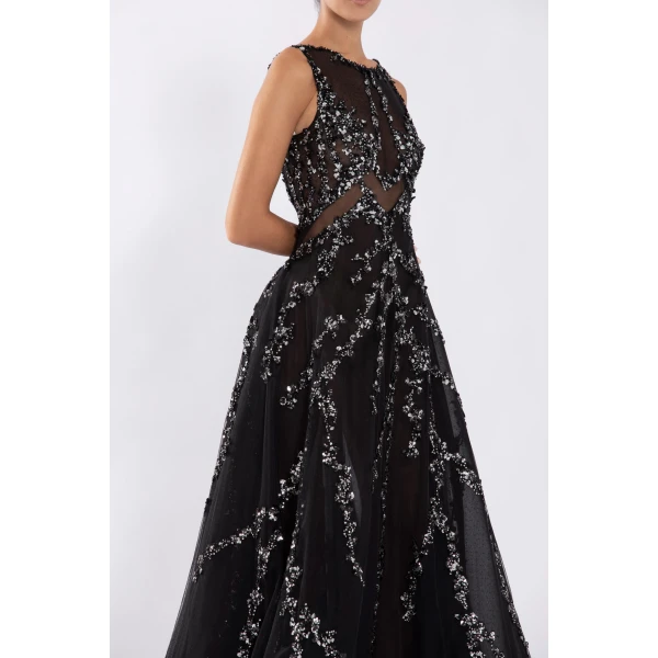 Saiid Kobeisy Tulle Dress With Beading, view 4