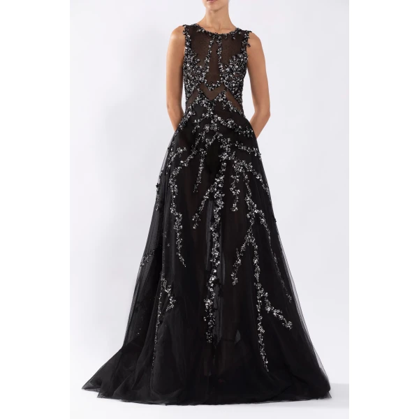 Saiid Kobeisy Tulle Dress With Beading, view 5