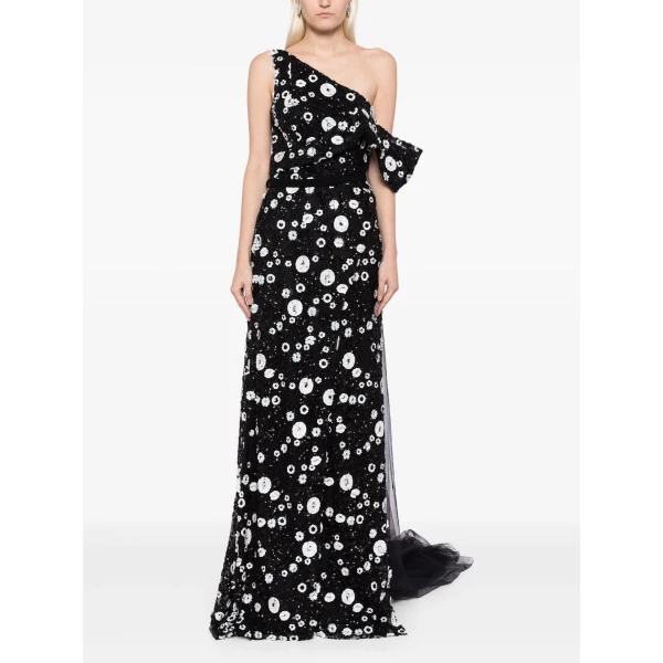 Saiid Kobeisy Tulle Dress With Envelope Skirt And Off-Shoulder Sleeves And Tulle Tail, view 2