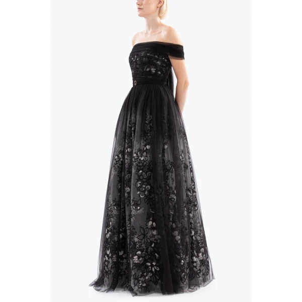 Saiid Kobeisy Tulle Gathered Dress, view 4
