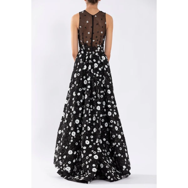 Saiid Kobeisy Tulle High-Low Dress With Dotted Beading, view 3