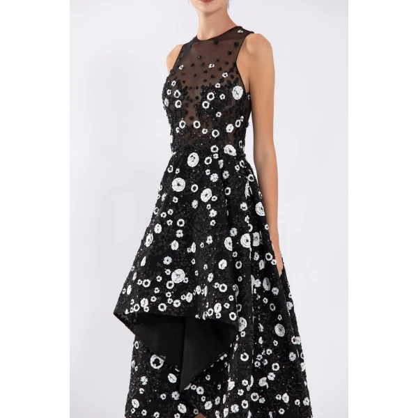 Saiid Kobeisy Tulle High-Low Dress With Dotted Beading, view 4