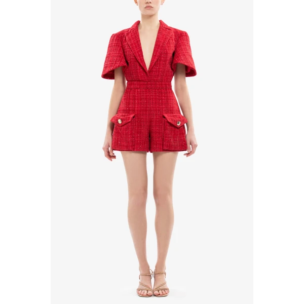 Saiid Kobeisy Tweed Short Jumpsuit, view 2