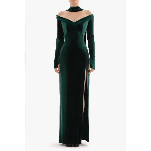Velvet Long Fitted Dress - Image 5