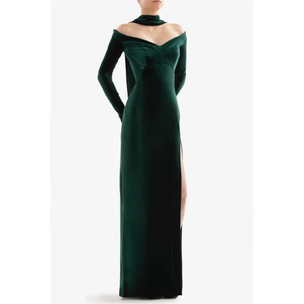 Velvet Long Fitted Dress - Image 6