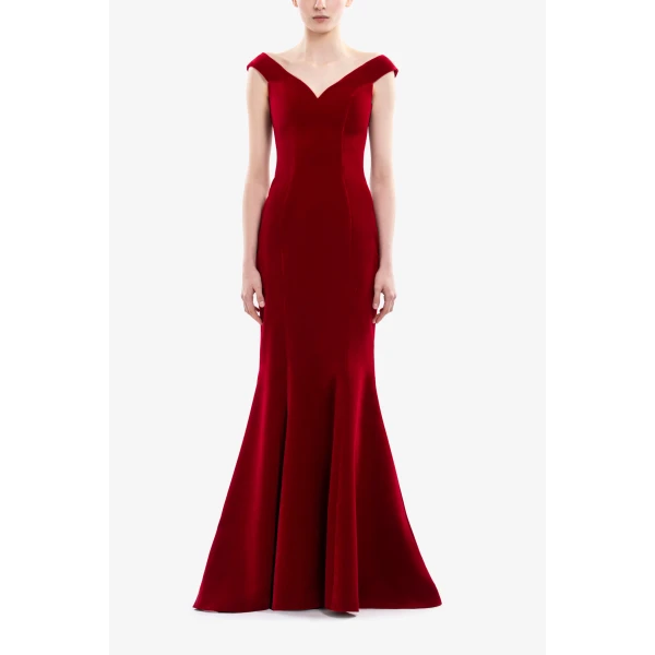 Saiid Kobeisy Velvet Off-Shoulder Dress, view 2