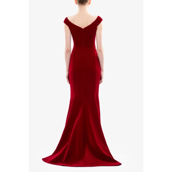 Saiid Kobeisy Velvet Off-Shoulder Dress, view 3