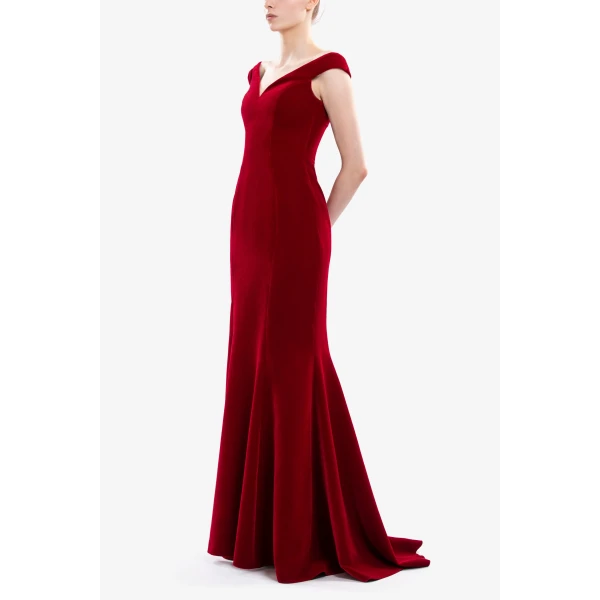 Saiid Kobeisy Velvet Off-Shoulder Dress, view 6