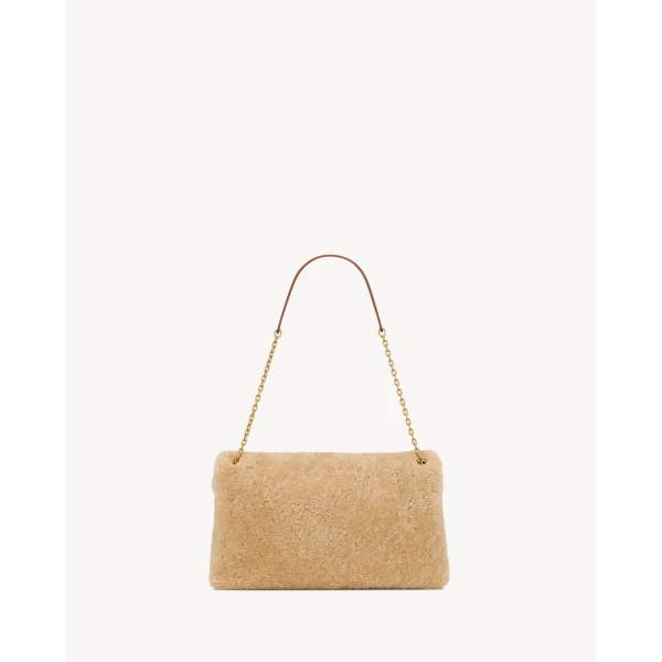 Saint Laurent CASSANDRE large pouch on chain in shearling, view 2