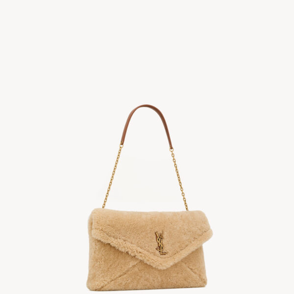 Saint Laurent CASSANDRE large pouch on chain in shearling designed in Paris