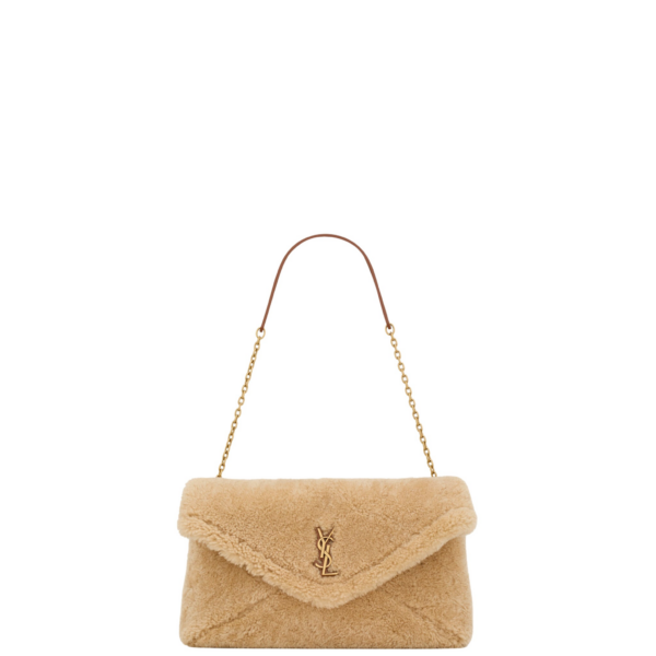 Saint Laurent CASSANDRE large pouch on chain in shearling designed in Paris