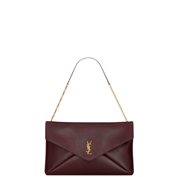 Saint Laurent CASSANDRE large pouch on chain in shiny leather designed in Paris