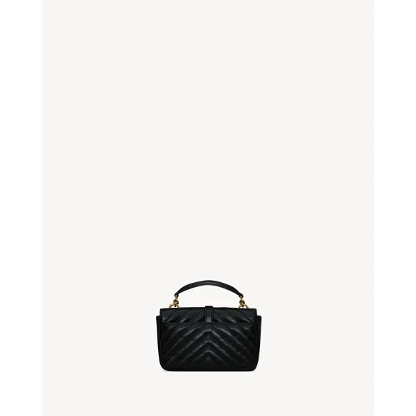 Saint Laurent COLLEGE mini chain bag in shiny crackled leather, view 3