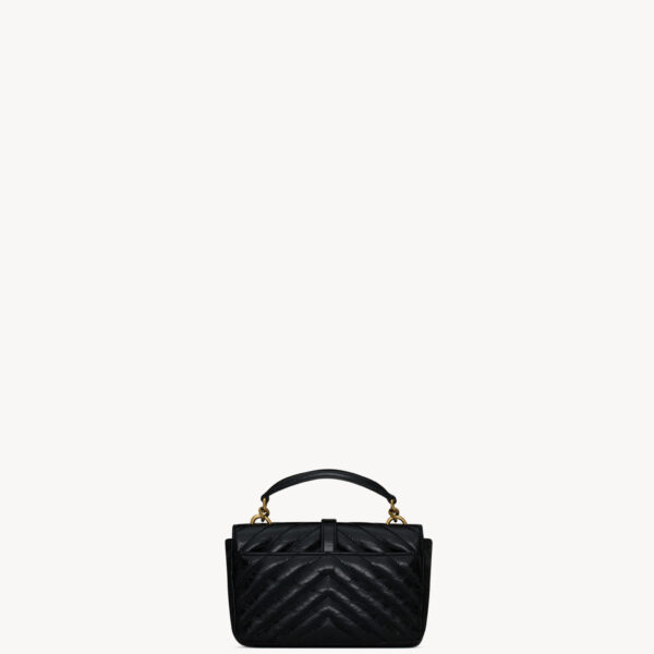 Saint Laurent COLLEGE mini chain bag in shiny crackled leather designed in Paris