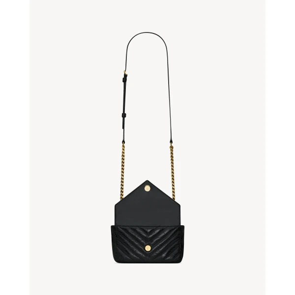 Saint Laurent COLLEGE mini chain bag in shiny crackled leather, view 5