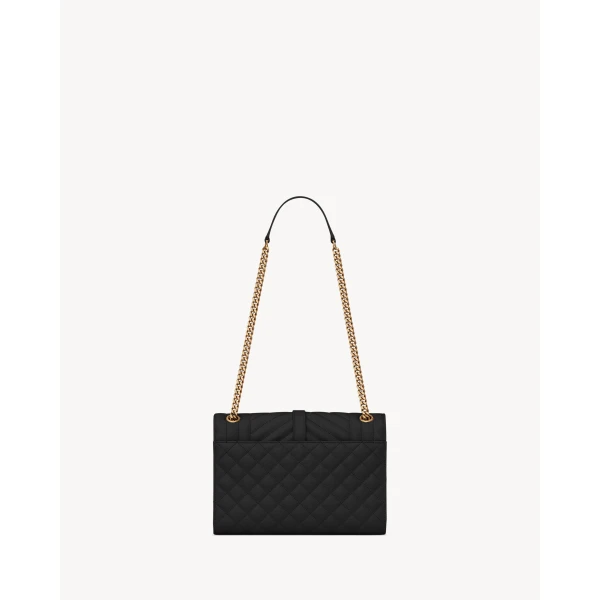 Saint Laurent ENVELOPE MEDIUM IN QUILTED GRAIN DE POUDRE EMBOSSED LEATHER, view 2