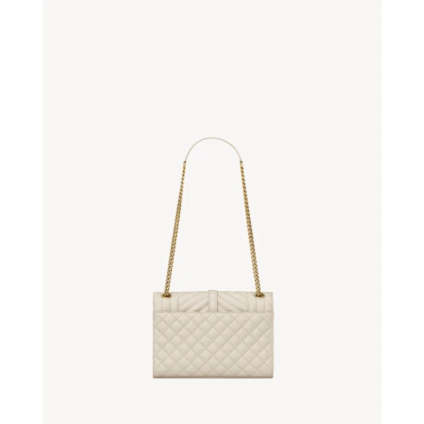 Saint Laurent ENVELOPE MEDIUM IN QUILTED GRAIN DE POUDRE EMBOSSED LEATHER, view 3