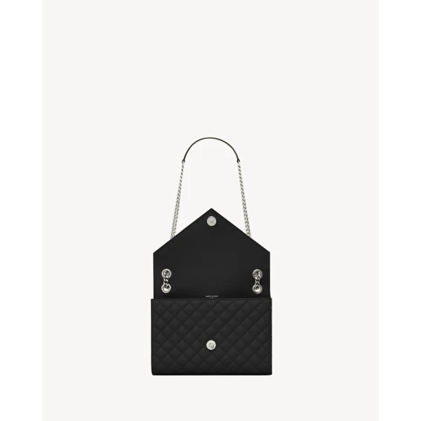 Saint Laurent ENVELOPE MEDIUM IN QUILTED GRAIN DE POUDRE EMBOSSED LEATHER, view 4