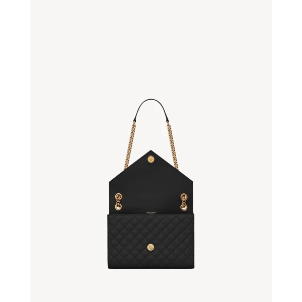Saint Laurent ENVELOPE MEDIUM IN QUILTED GRAIN DE POUDRE EMBOSSED LEATHER, view 4