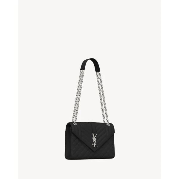 Saint Laurent ENVELOPE MEDIUM IN QUILTED GRAIN DE POUDRE EMBOSSED LEATHER, view 5
