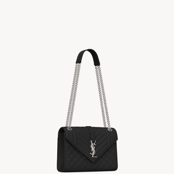 Saint Laurent ENVELOPE MEDIUM IN QUILTED GRAIN DE POUDRE EMBOSSED LEATHER designed in Paris