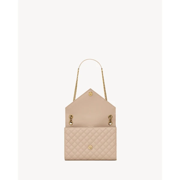 Saint Laurent ENVELOPE MEDIUM IN QUILTED GRAIN DE POUDRE EMBOSSED LEATHER, view 5